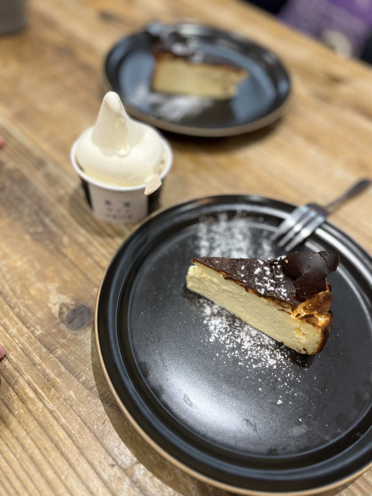 チーズケーキとソフトクリーム