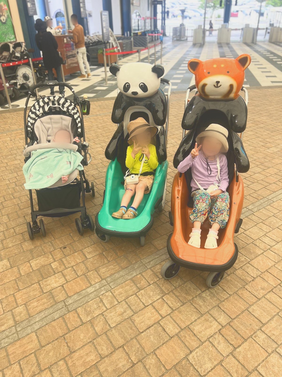 カートに乗った子どもたち